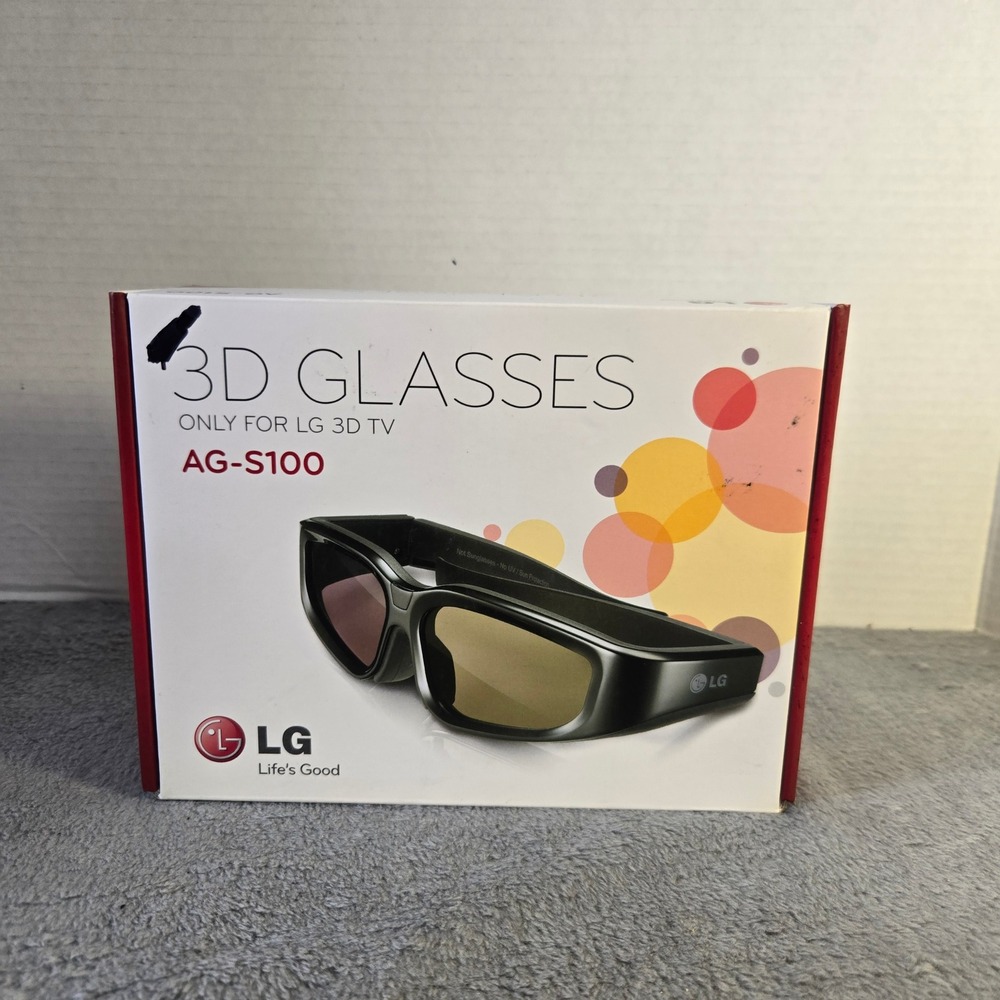 LG AG-S100 Active 3D Glasses for LG 3D TV Black New Open Box